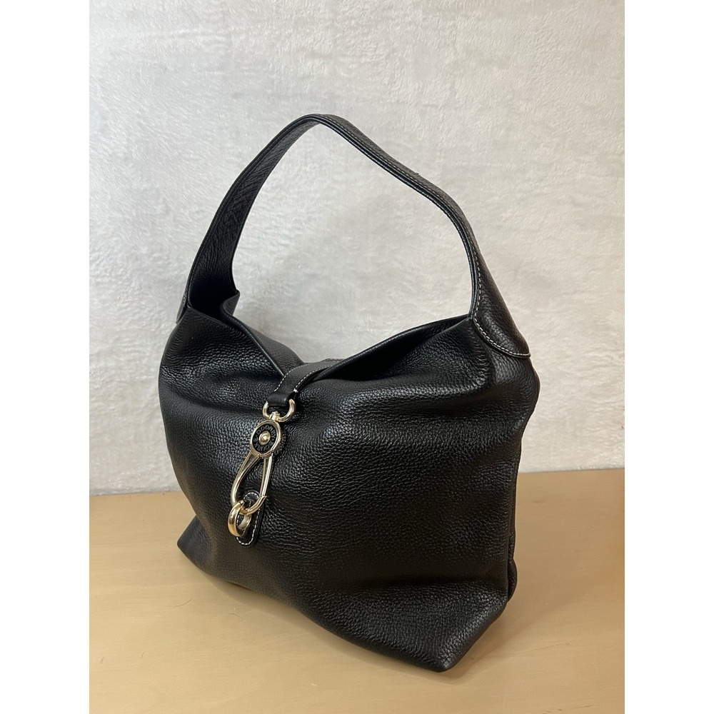 Dooney & Bourke Logo Lock Hobo Bag Black Pebble Grain Leather NWOT